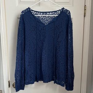 Elegant Navy Lace Women's Top